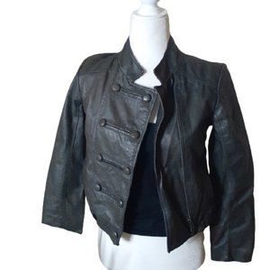 BBDakota charcoal grey leather motto jacket small